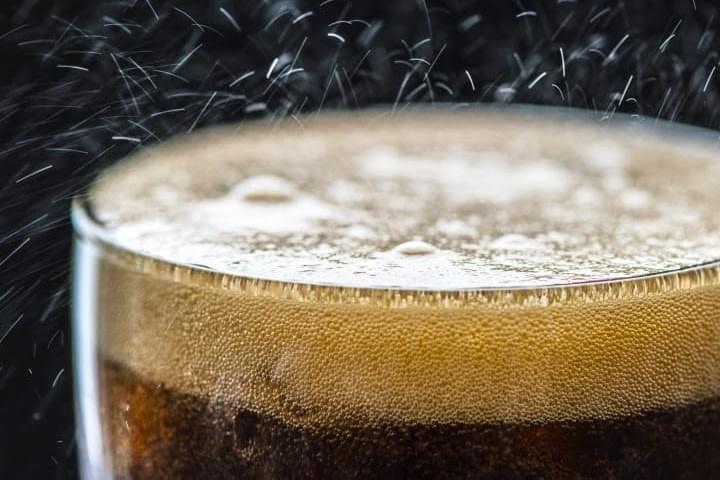 Close-up of carbonated beverage in a glass
