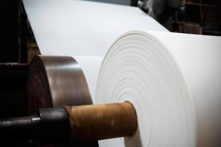 Paper roll on a mill production line